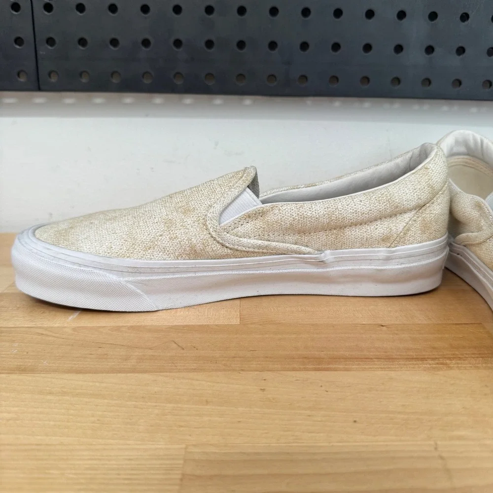 Vans OG Classic Slip-On LX Acid Wash Tan White Sneakers Mens 8 Womens 9.5 507452